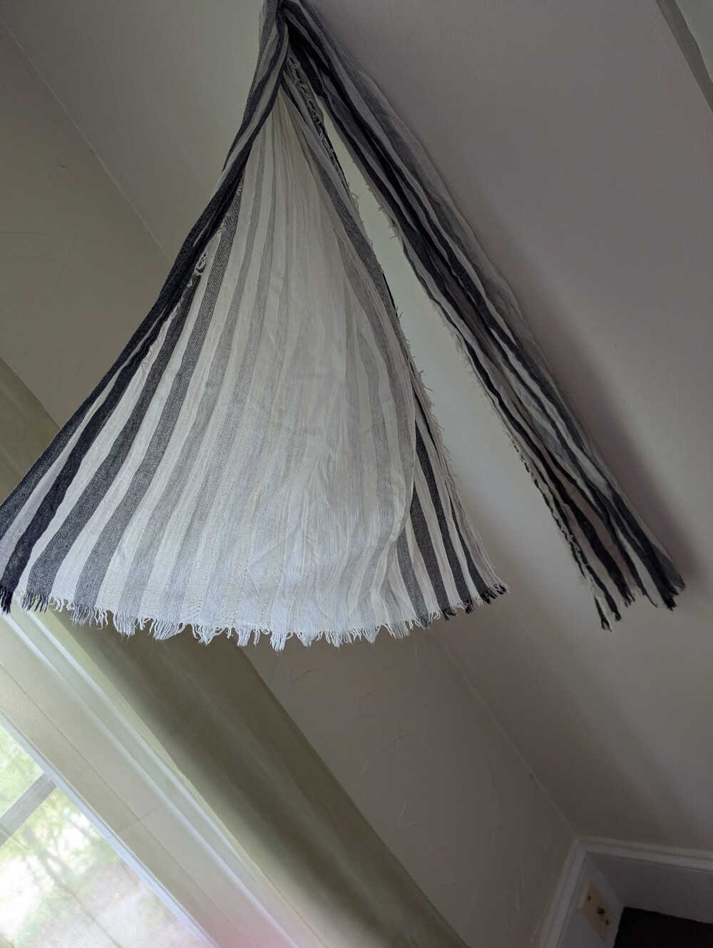Striped Gray and White Sheer Scarf